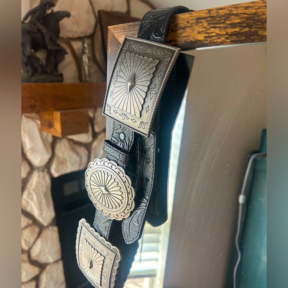 Silver and Black Western Belt